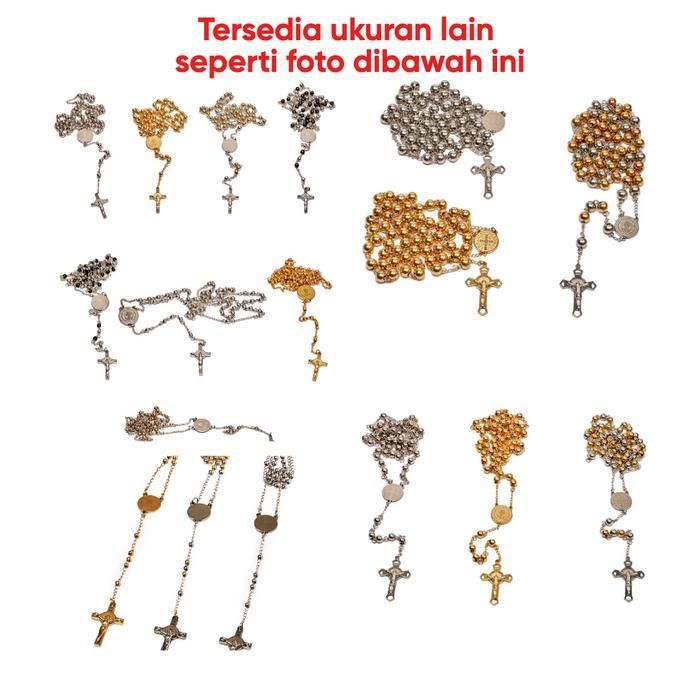 Rosario Titanium 6Mm / Harces Santo Benediktus Kalung Titanium Rosario Kalung Salib Katolik Hadiah