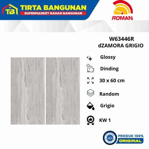 ROMAN KERAMIK 30 X 60 WALL TILE W63446R dZAMORA GRIGIO KERAMIK DINDING KW 1 Kayu Abu Marmer