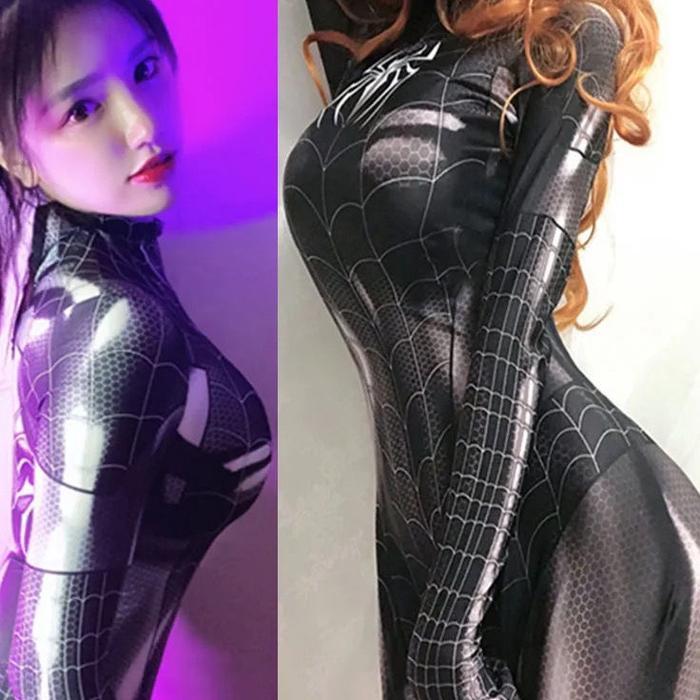 COSPLAY HALLOWEEN SPIDERWOMAN BODYSUIT WANITA KOSTUM PLAYSUITS JUMPSUIT SPIDERMAN LINGERIE