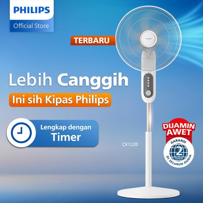 Terbaru Kipas Angin Philips Putih Cx1220/00 - Lebih Canggih Dengan Timer, Kipas Baling 6, 16 Inch,