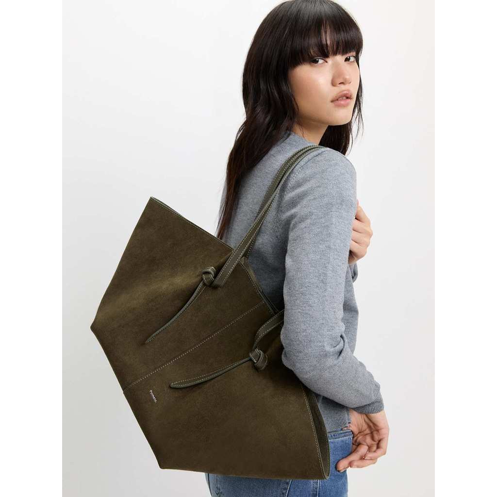 Pomelo - Tas Wanita Suede - Tote Bag - Olive