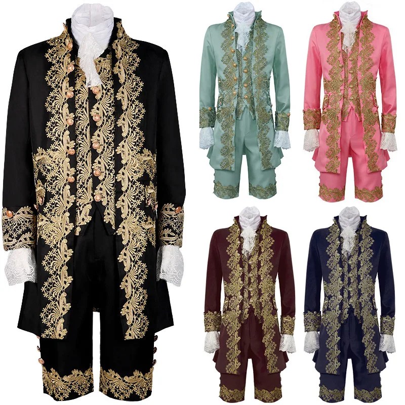 Medieval Vintage Jacket Prince Dress Gorgeous Palace Style Embroidered Lace Noble Formal Dress Stage
