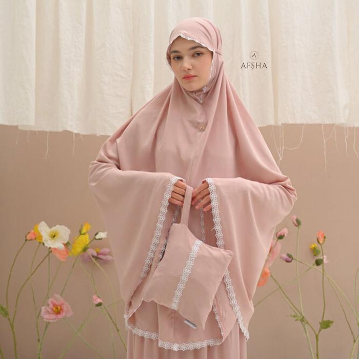 Afsha - Mukena Dewasa Rayon Yaara Premium (Free Sajadah, Pouch & Box Hampers)