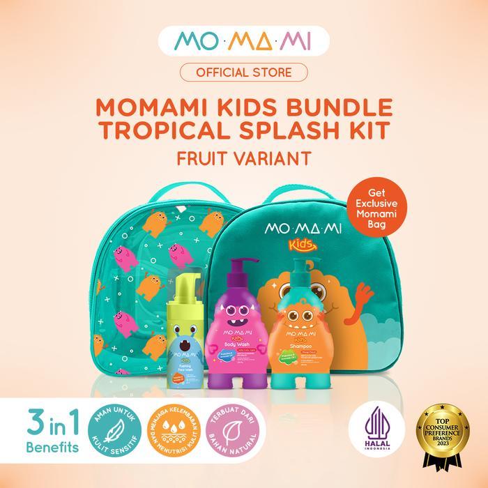 Momami Kids Tropical Splash - Paket Sabun & Shampoo untuk Anak - Hipoalergenik & Dermatologi -