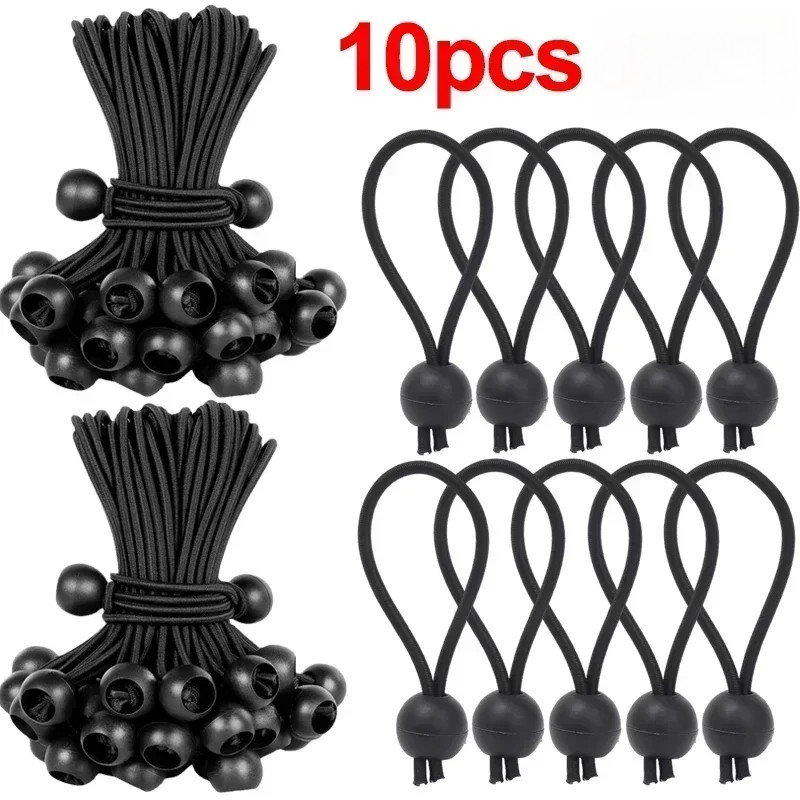 10Pcs Bungee Ball Tarps Canvas Tarpaulin Flagpole Ties Cord Ends Elastic Rope Lace Fixed Boat Pole