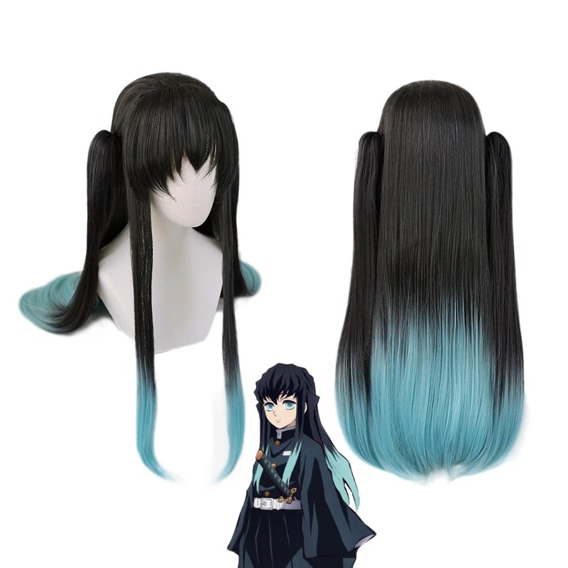 Anime Tokitou Muichirou Cosplay Wig Muichiro Tokito Wig Heat Resistant Synthetic Hair Wigs +Wigcap
