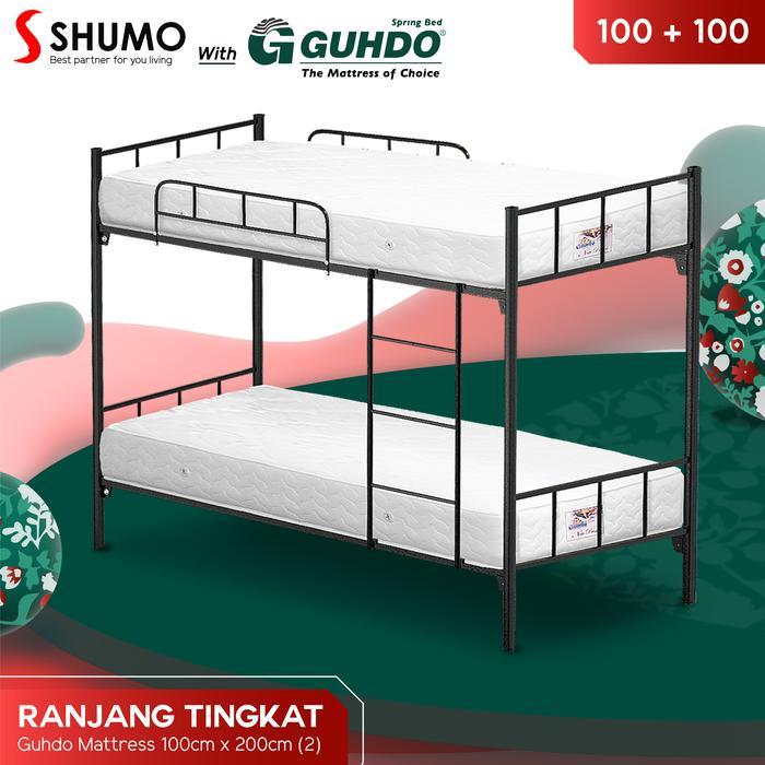 GUHDO SPRINGBED X SHUMO Ranjang Besi Bunk Bed Tingkat 100/100 Spring Bed Guhdo Full Set