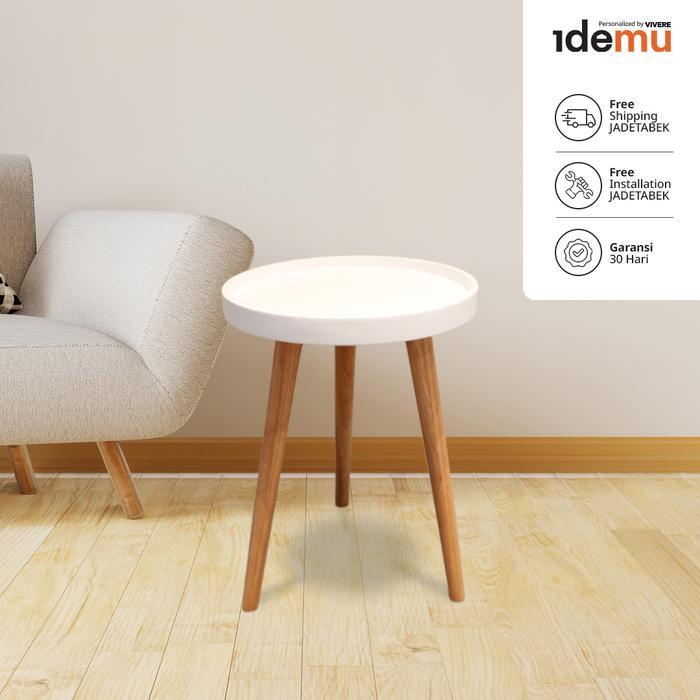 DISPLAY SALE - IDEMU Verde Round Side Table White Meja Sudut