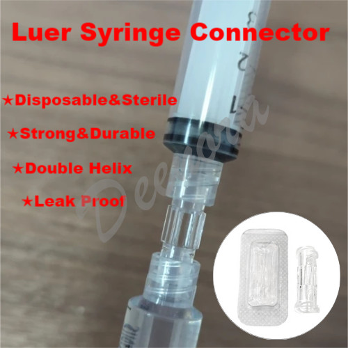 Medical Sterile Luer Syringe Connector Transparent Double Thread Coupler Drug Guide Device Plastic