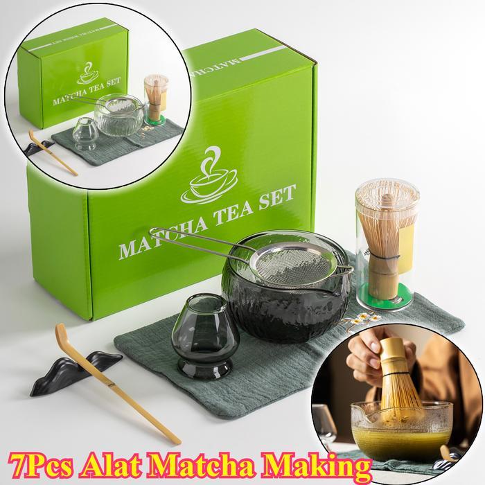 Matcha Set Jepang 7 Pcs Lengkap / Matcha Glass Bowl Set 7in1 Alat Matcha Making Set Matcha Bowl