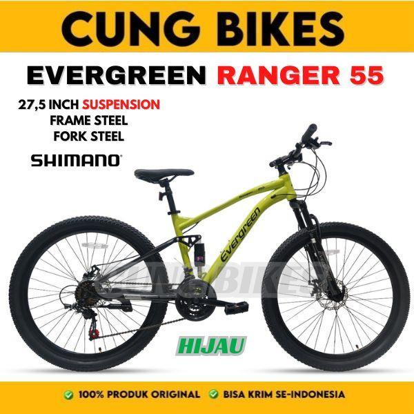 Sepeda Gunung MTB Evergreen Ranger R50, R55, R35 Full Suspension ukuran 26 27,5 Inch 3x7 speed