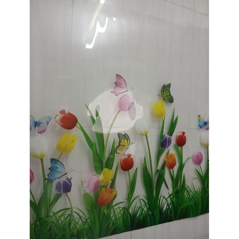 "New" Fiber Plastik Plat Penutup Pagar Motif Tulip Clear