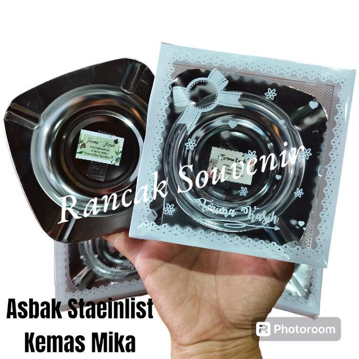 Isi 100 Pcs Souvenir Asbak Staeinlist Kemas Mika Motif Souvenir Dan Hadiah Pernikahan Khitanan