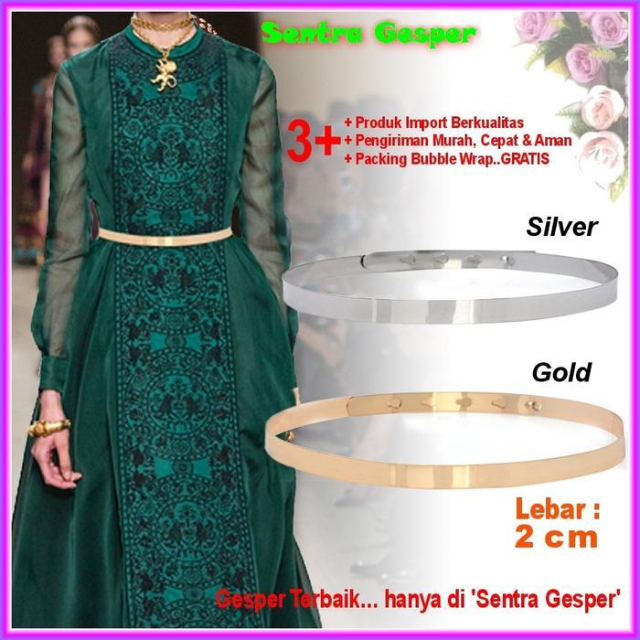 Ikat Pinggang Wanita Plat Sabuk Fashion Gesper GOLD Obi Besi 2 Cewek