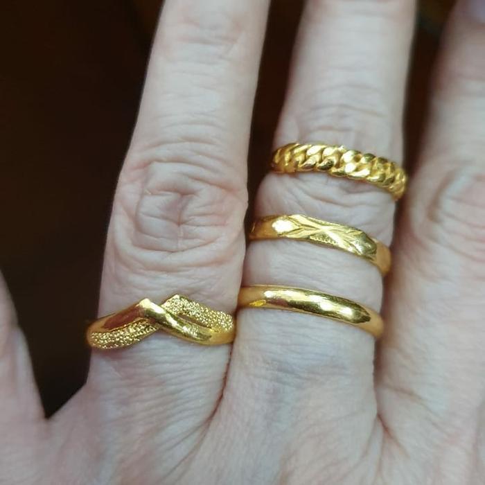 Cincin emas kuning asli 24k / cincin kawin emas asli 24 karat 99% 99