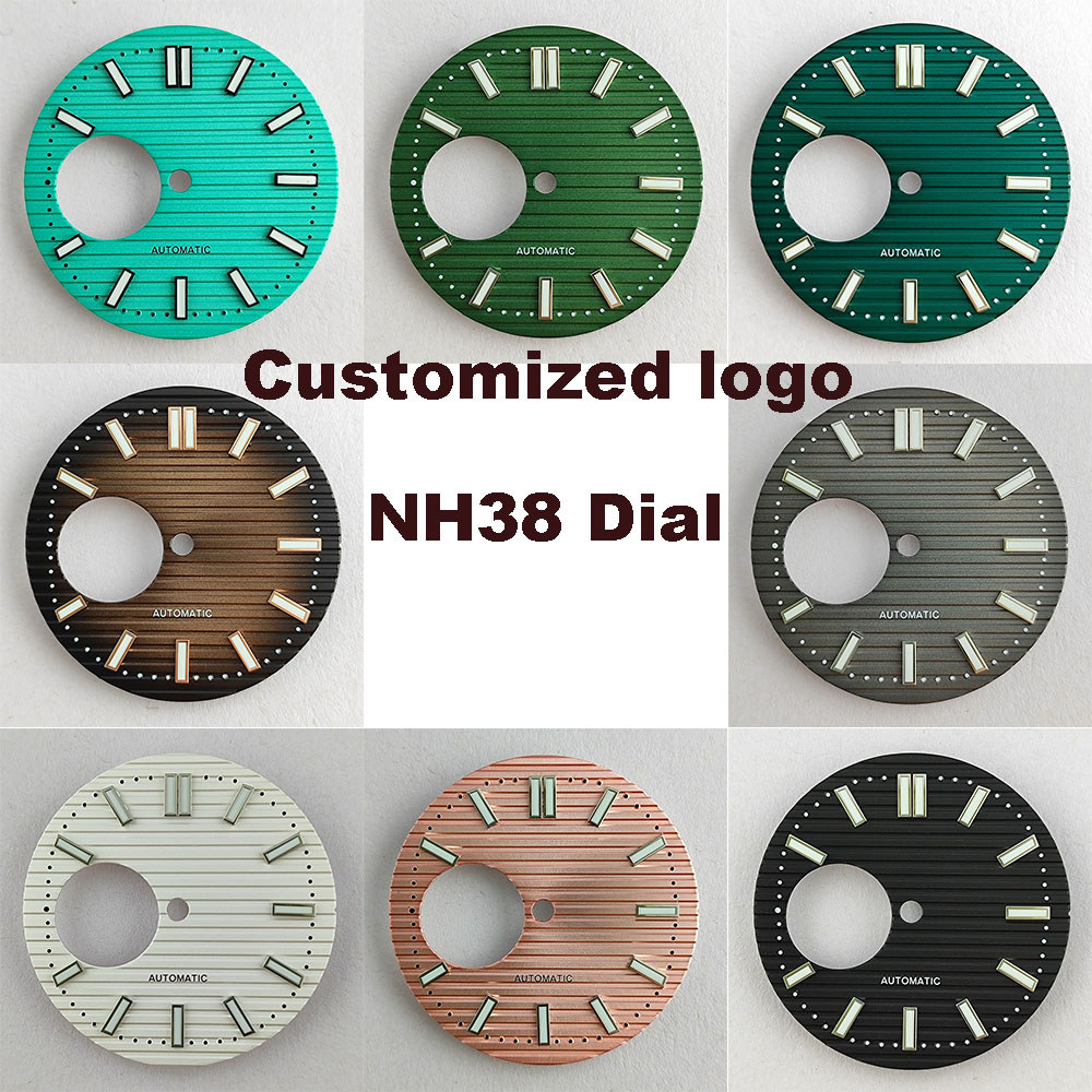 Nh38 Dial 29.7Mm Dial Nh38 Watch Dial Suitable For Nh38 Movement Nh38 Hands Green Dial Hands