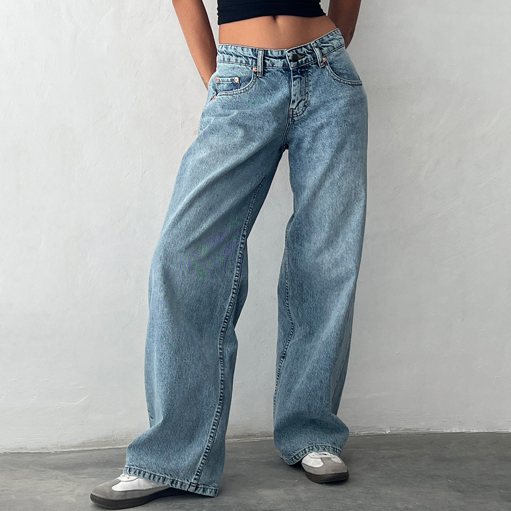 Y2K Baggy Jeans for Women Trendy Low Rise Casual Straight Leg Boyfriend Jeans Denim Pants with