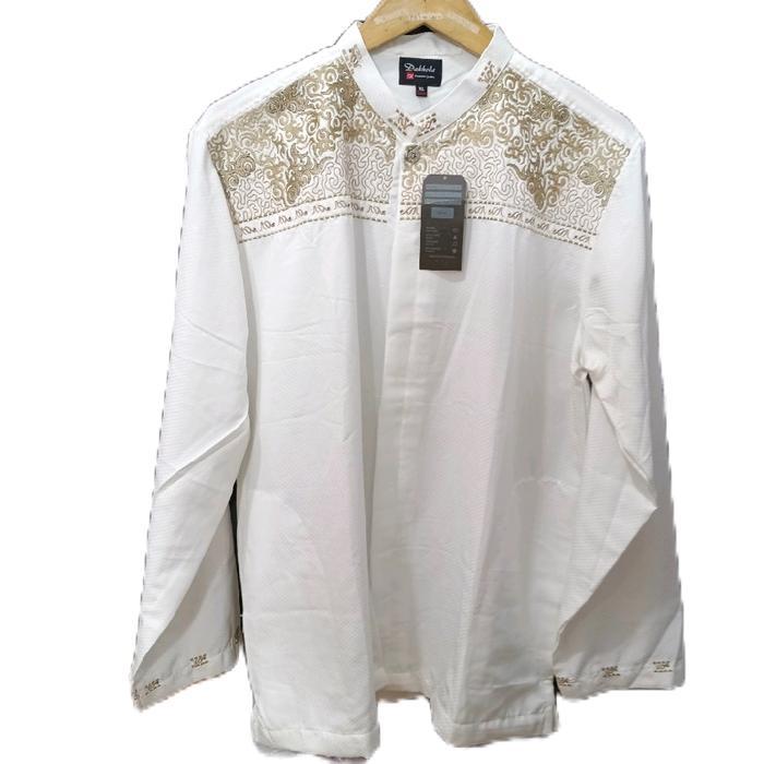 baju koko lokal warna putih full bordir