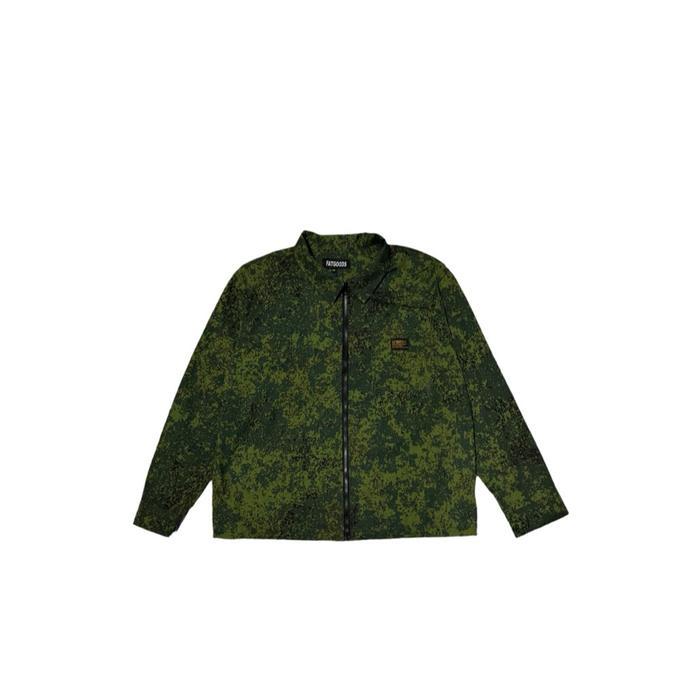 Fatgoods work jaket jumbo pria hijau army camo cotton ripstok