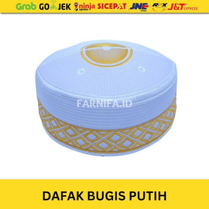 Peci Bugis Dafak Bugis Songkok Bugis Exclusive Kopiah Putih Emas Pasti Promo