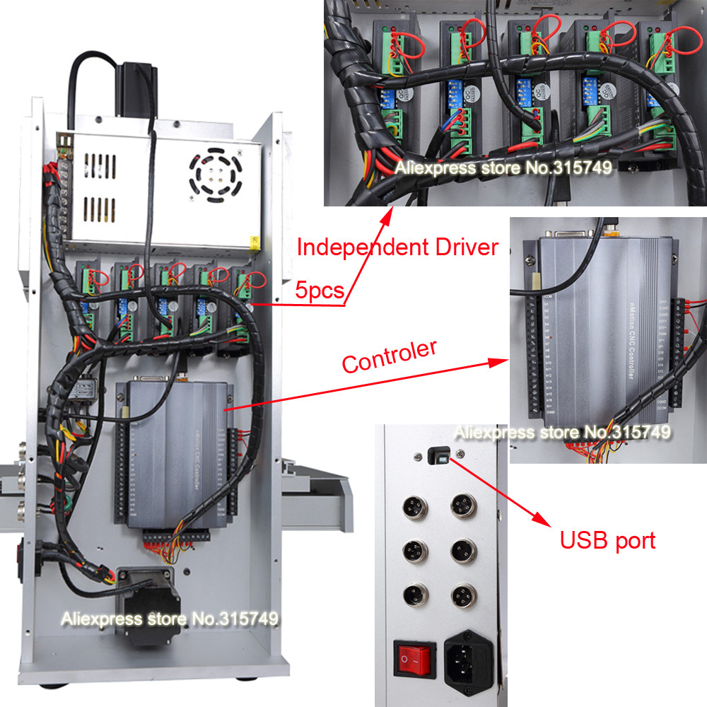 EU CNC 6040 5 axis CNC Router Engraving Machine Mach3 USB Ball Screw CNC Pillar Type Wood Aluminum