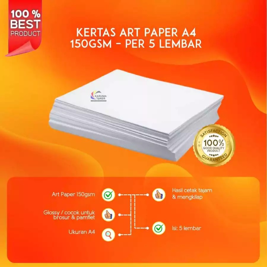 5PCS Art Paper 150 Gsm A4 / Kertas Brosur Glossy
