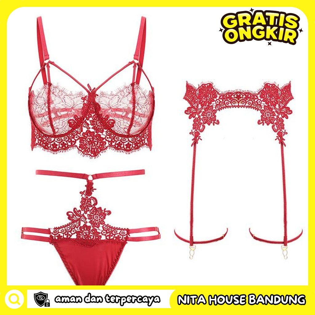 BRA LINGERIE GSTRING BRA CD STOCKING SET LACE PRIVASI AMAN