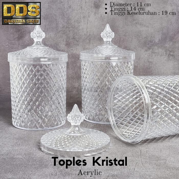 3 PCS Toples Kristal Akrilik Kue Kering Kacang Permen 1000 ML