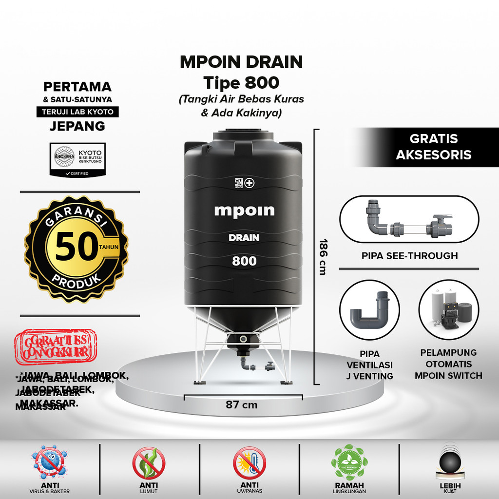 Tangki Air / Tandon / Toren MPOIN PLUS 800 DRAIN