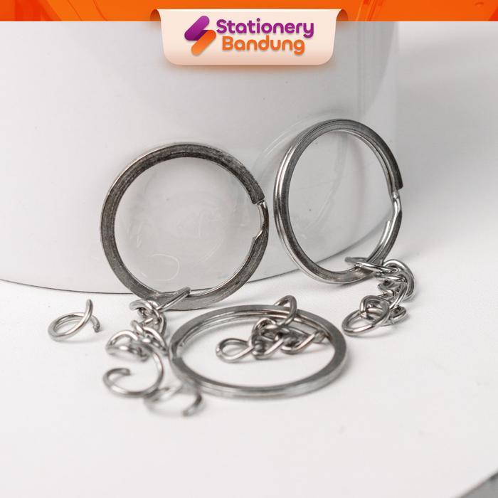 (100 pcs) Besi Ring Gantungan Kunci Keychain RING 2,5 CM Bulat Gepeng Kuat