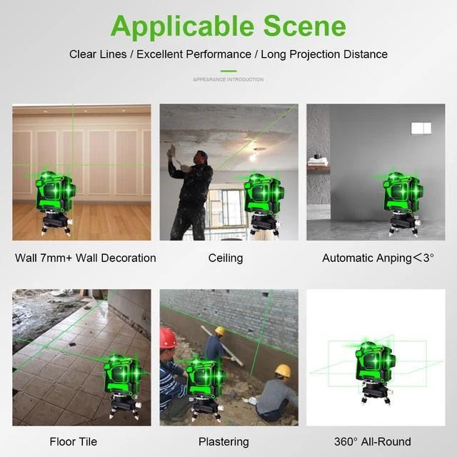 Laser Level Laser Siku Bangunan 12 Garis 3D Self Leveling 3D-12