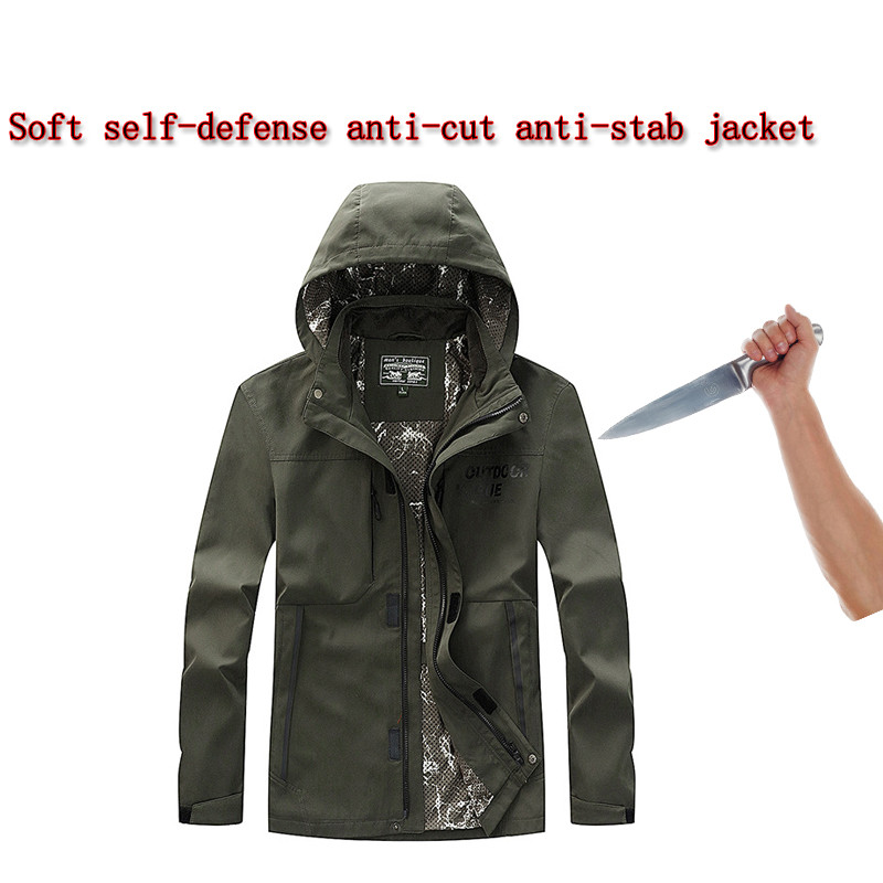 Self-Defense Anti-Cutting Stab-Resistant Men Jacket, Flexible Hacking Invisible Military Tactics Pol