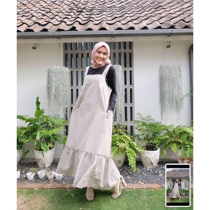 [] square Overall Motif Kotak Tebal Terbaru -Gamis Muslim Jumbo Oversize Ld 110
