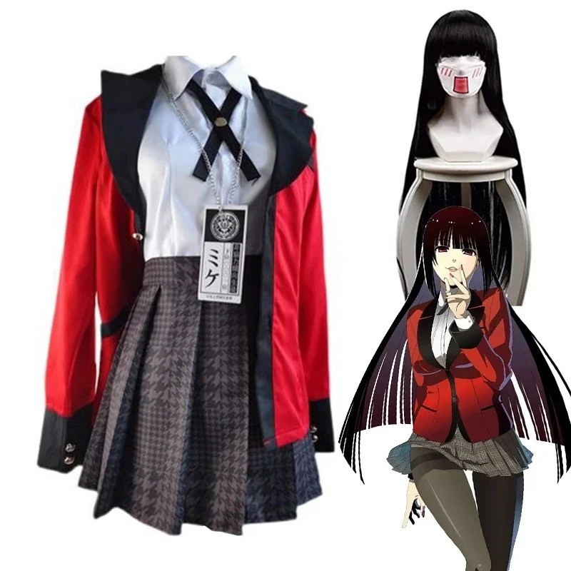 Kakegurui Jabami Yumeko Cosplay Costume Halloween Sayaka Compuls Gambler Anime School Girl Pleated
