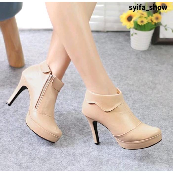 Aerostreet - Sepatu Boots Wanita Terbaru High Heels 10Cm -Korea Style Shoes