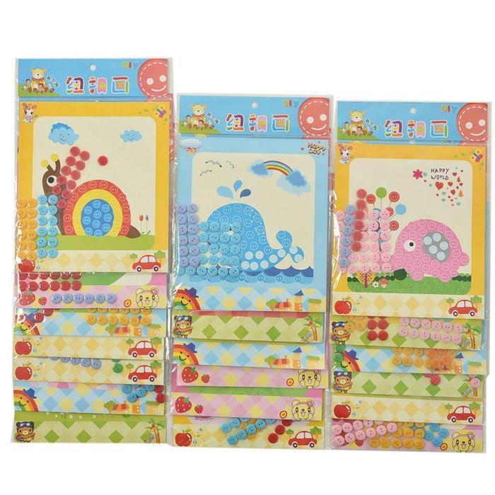 Mainan Anak Kolase Menempel Kancing DIY Button Painting Toys