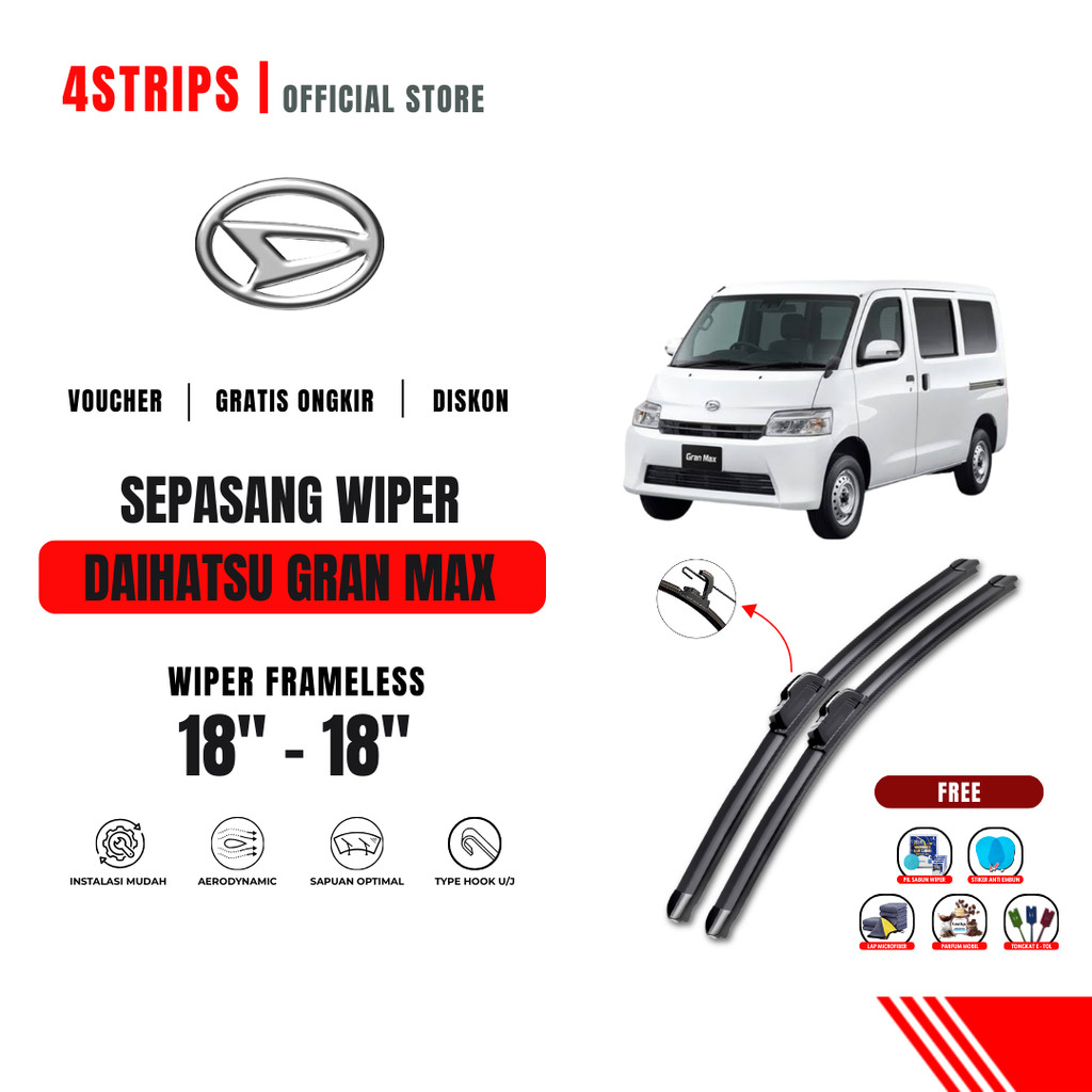 Wiper Daihatsu Grand Max Frameless Kaca Depan Mobil Free 5 Bonus