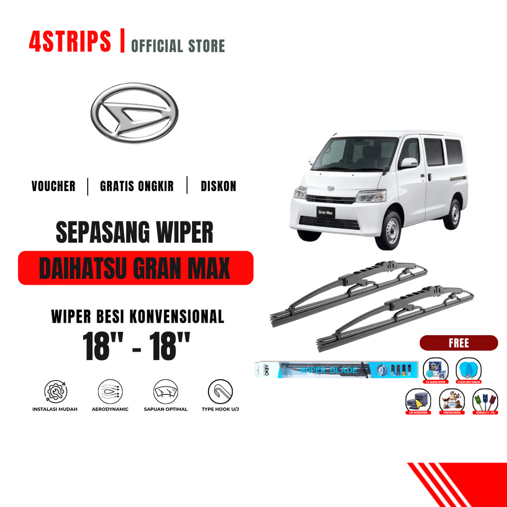 Wiper Daihatsu Grand Max Konvensional Kaca Depan Mobil Free 5 Bonus