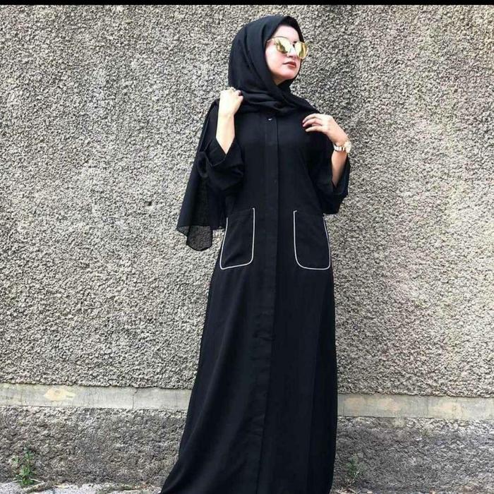 abaya gamis hitam super simple