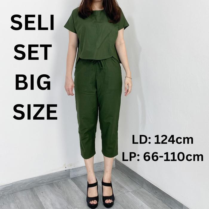 SELI ONE SET BIG SIZE setelan super jumbo wanita linen panjang besar