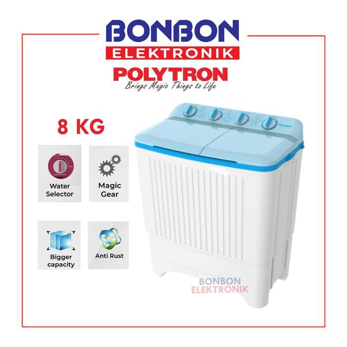 Baru Polytron Mesin Cuci 2 Tabung 8Kg Pwm-8073B / Pwm 8073 B / Pwm8073