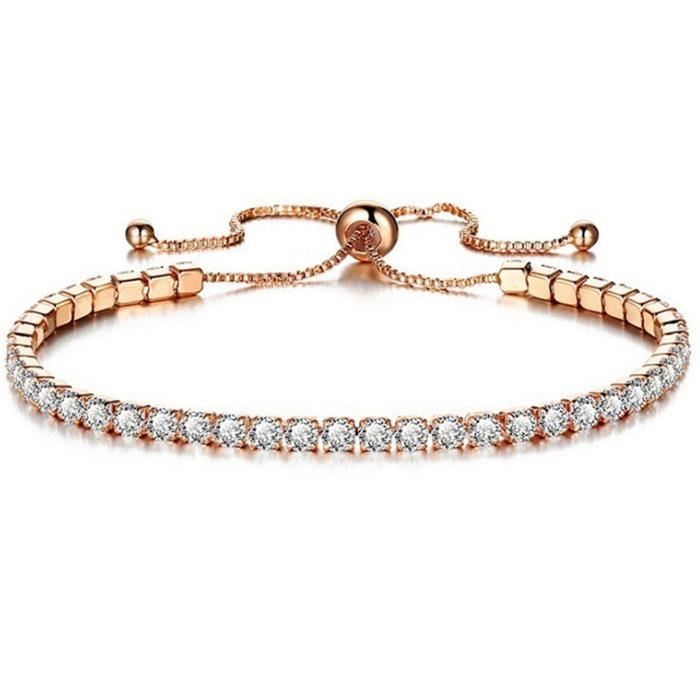NosworthyGelang Serut Diamond Rhinestone Adjustable Bracelet Gelang Serut Titanium Asli Emas Putih