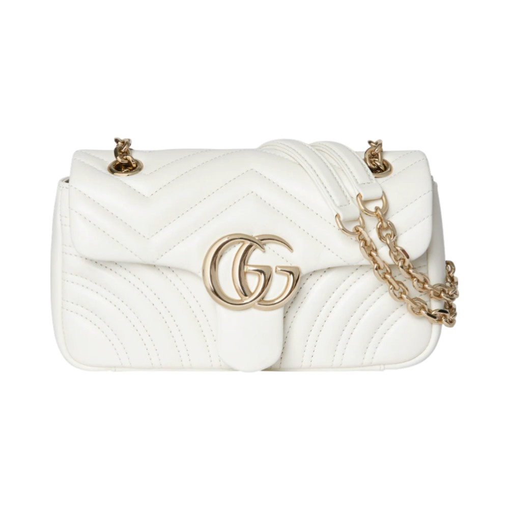 GG Marmont Small Shoulder Bag White Ghw