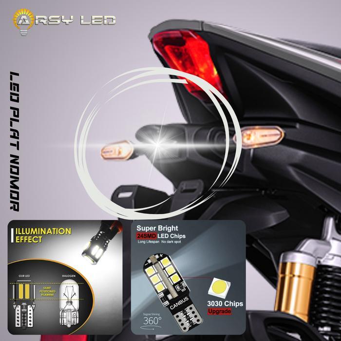 "New" ARSY LED Lampu Plat Nomor Motor Beat Vario Nmax Aerox Matic Kendaraan Car