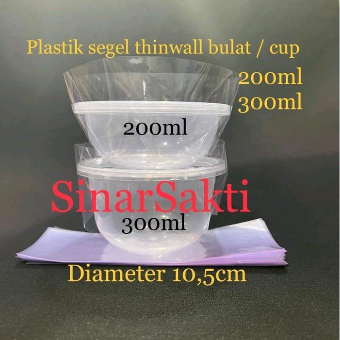 Plastik Segel Thinwall bulat / cup 300ml 200ml ( 1 pack isi 50 ) plastik segel cup 300ml 200ml