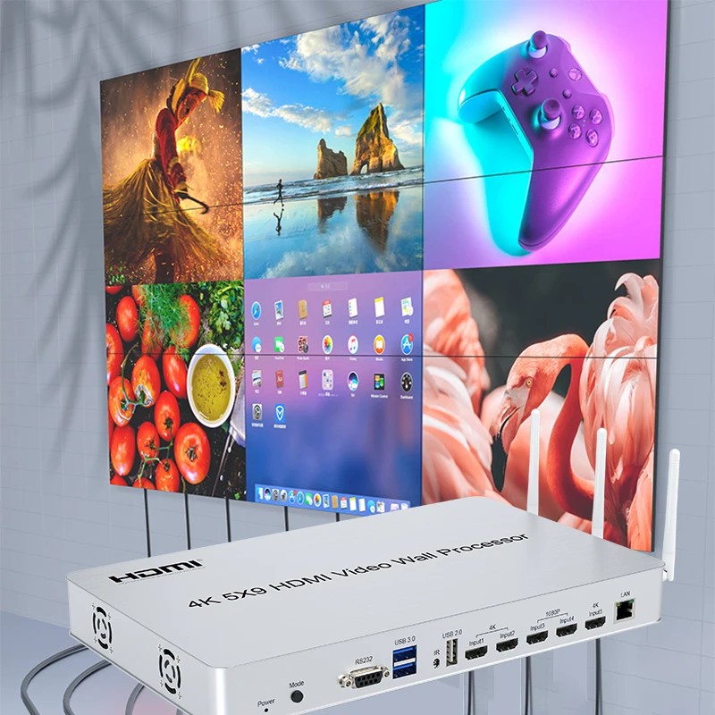 4K 5x9 HDMI Video Wall Controller USB 3.0 Multi Screen Splicing Processor 2x2 2x3 2x4 3x3 1x5 TV