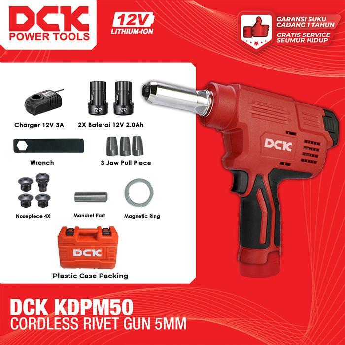 Dck Cordless Blind Riveting Gun / Rivet Gun 5Mm Aluminum Baterai Kdpm50