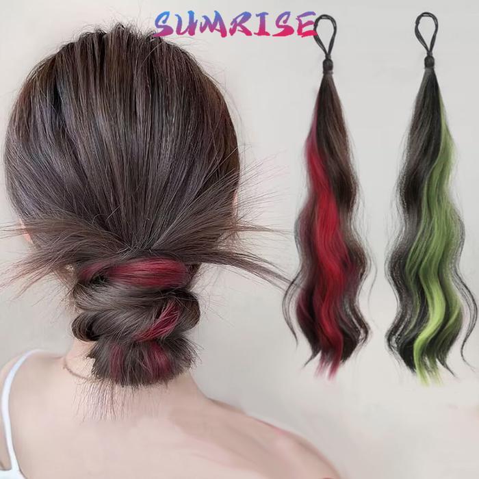 Ekor Kuda Wig Warna Warni Ikat Rambut Palsu Hair Extension Rambut Panjang Ekor Kuda Tinggi