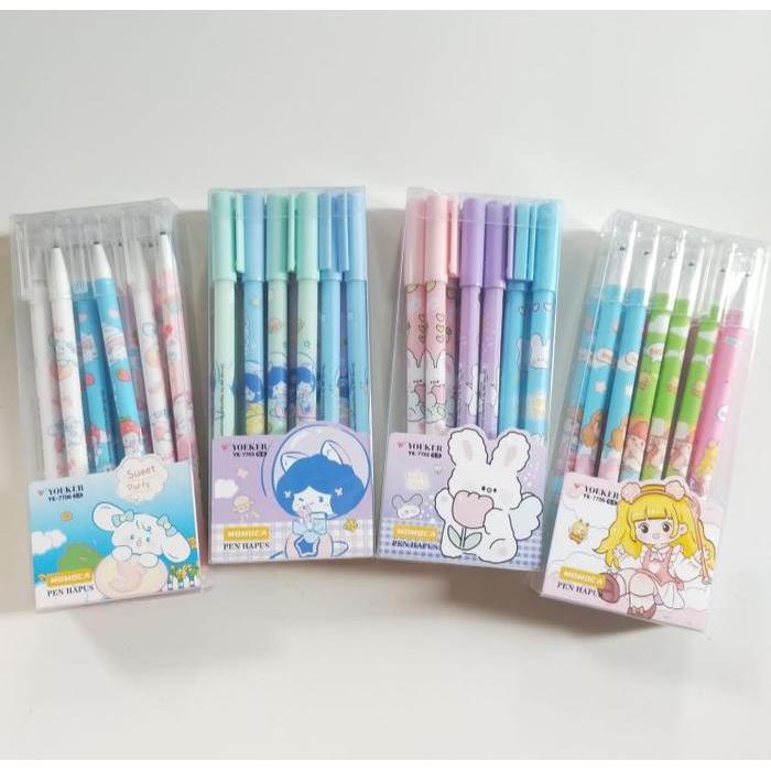 "New" (12pc) pen gel bisa dihapus / pulpen erasable / bolpen hapus lucu fancy ODEMEI