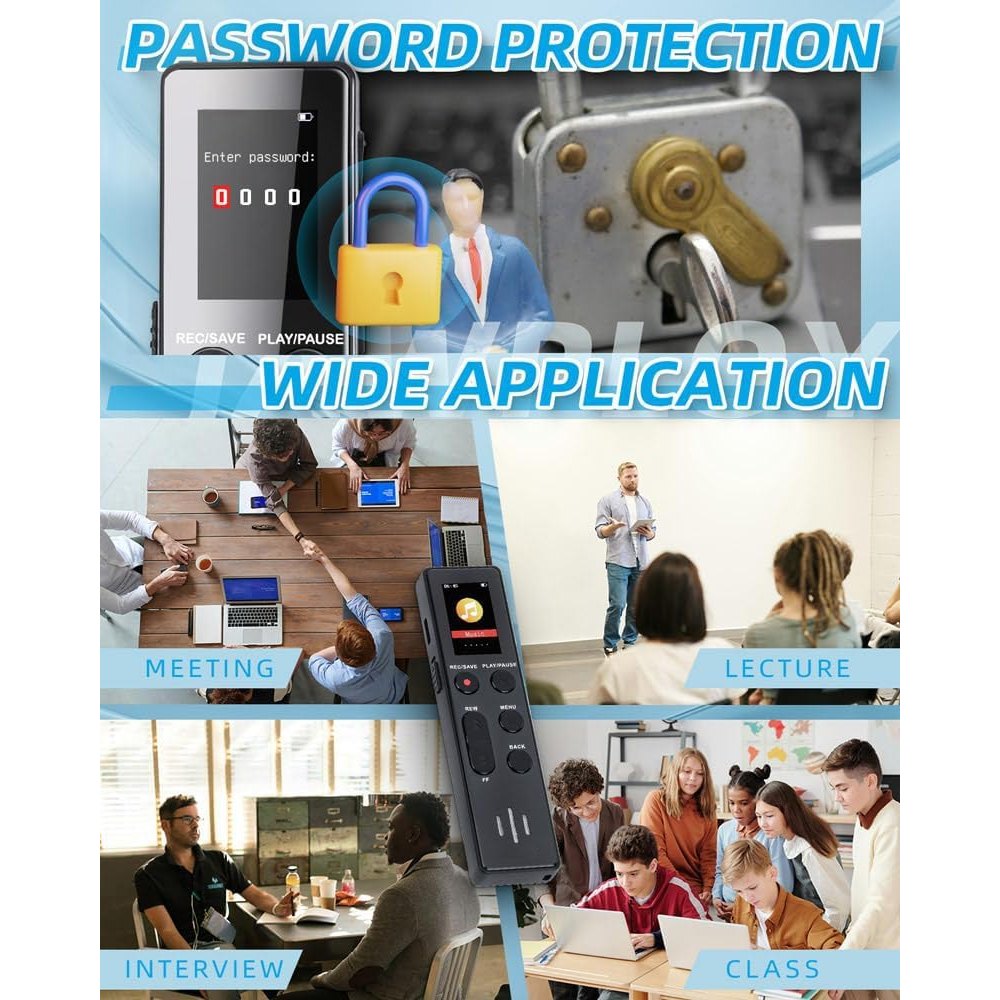8GB Digital Voice Recorder,Voice Activated Recorder with Playback,Voice Recorder Lectures Sound